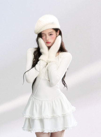 Winter Bloom White Dress