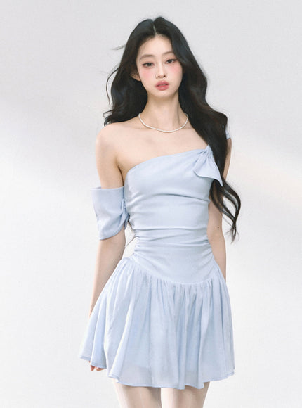Luna Shoulder Dress - Blue