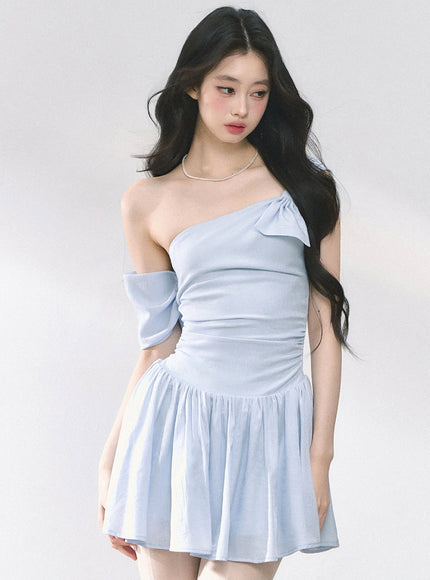 Luna Shoulder Dress - Blue