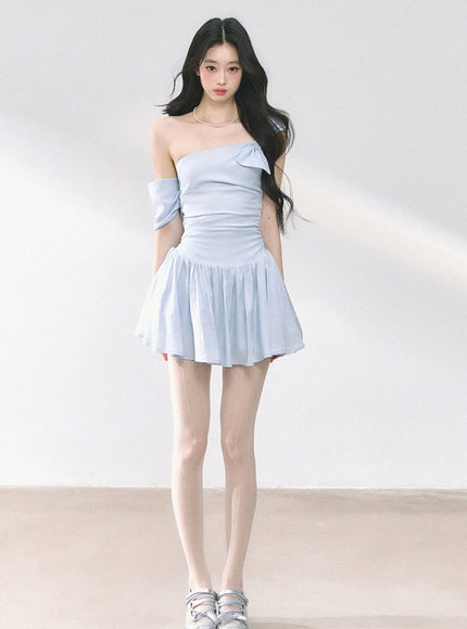 Luna Shoulder Dress - Blue