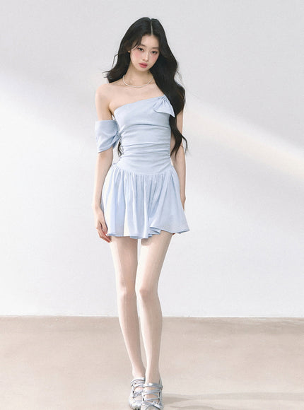 Luna Shoulder Dress - Blue