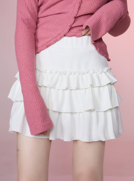 Soft Knit Cake Skirt - White