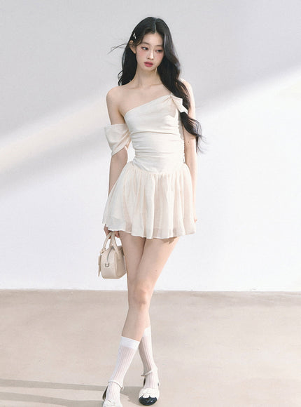 Luna Shoulder Dress - Apricot