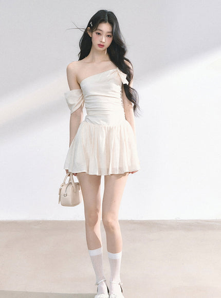 Luna Shoulder Dress - Apricot