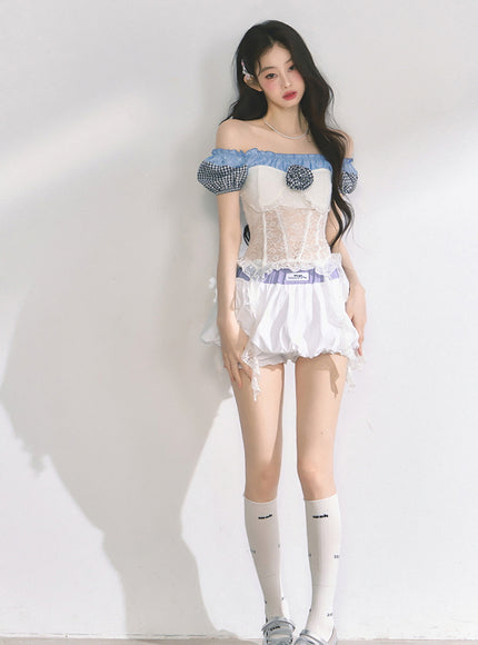 Bubble Pop Pants Skirt - White