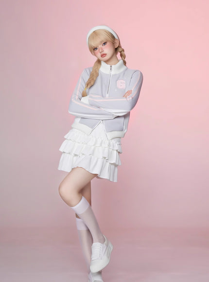 Soft Knit Cake Skirt - White