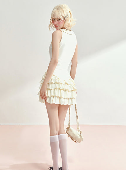 Tennis Frill Mini Dress - Apricot
