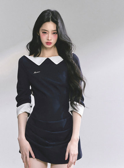 Refined Line Black Mini Dress