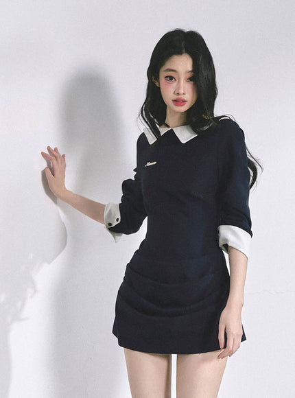Refined Line Black Mini Dress