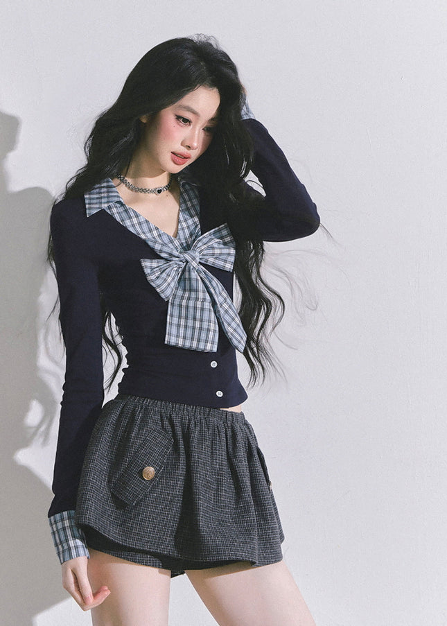 Check Blueberry Bow Top