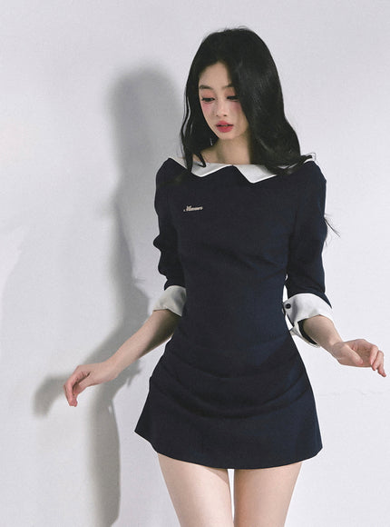 Refined Line Black Mini Dress