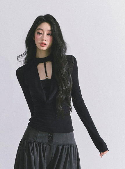 Whisper Drape Top - Black