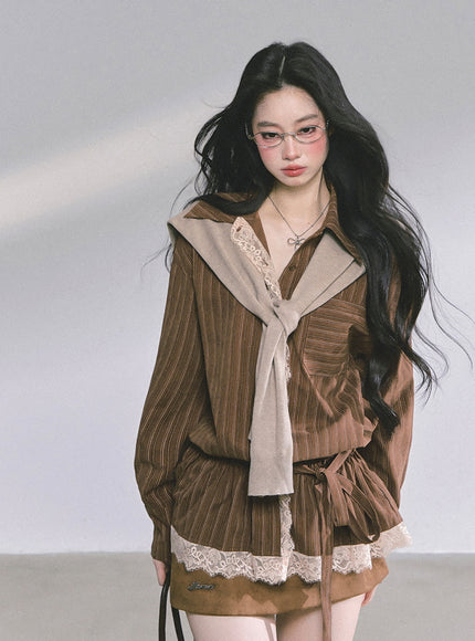 Autumn Layer Shawl Set - Brown