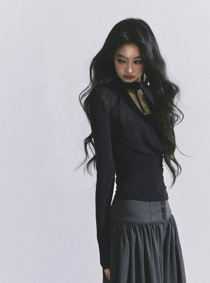 Whisper Drape Top - Black