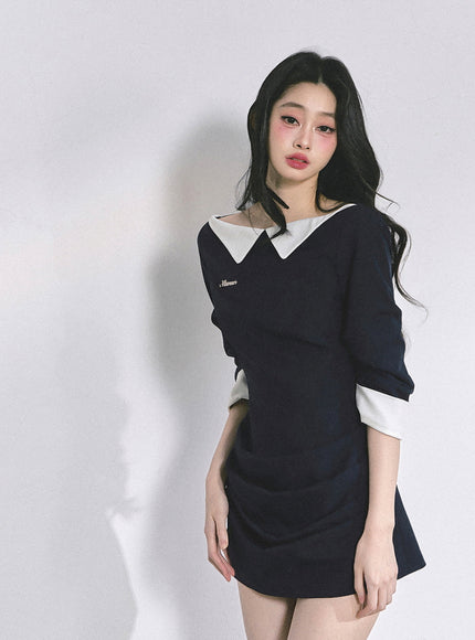 Refined Line Black Mini Dress