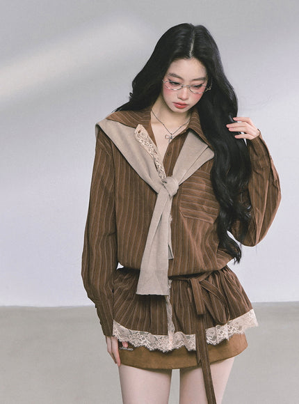 Autumn Layer Shawl Set - Brown