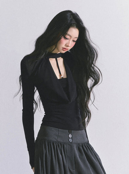 Whisper Drape Top - Black