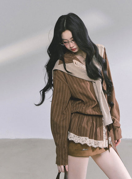 Autumn Layer Shawl Set - Brown