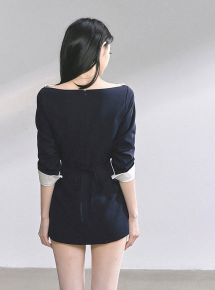Refined Line Black Mini Dress