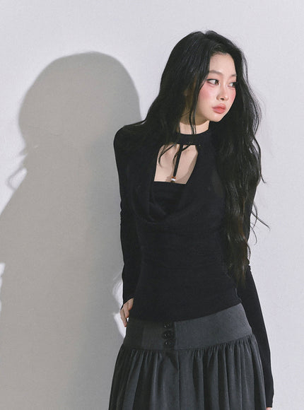 Whisper Drape Top - Black