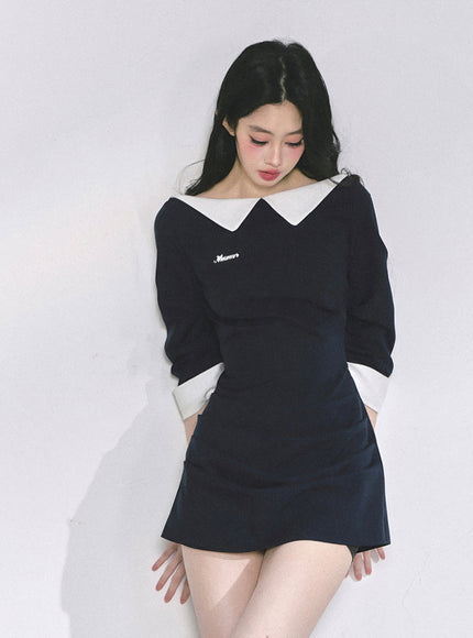 Refined Line Black Mini Dress