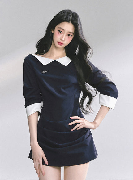 Refined Line Black Mini Dress