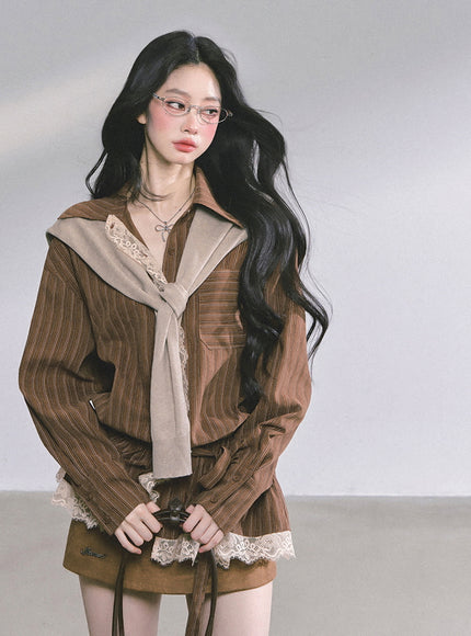 Autumn Layer Shawl Set - Brown