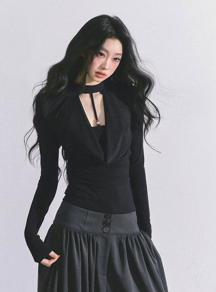 Whisper Drape Top - Black
