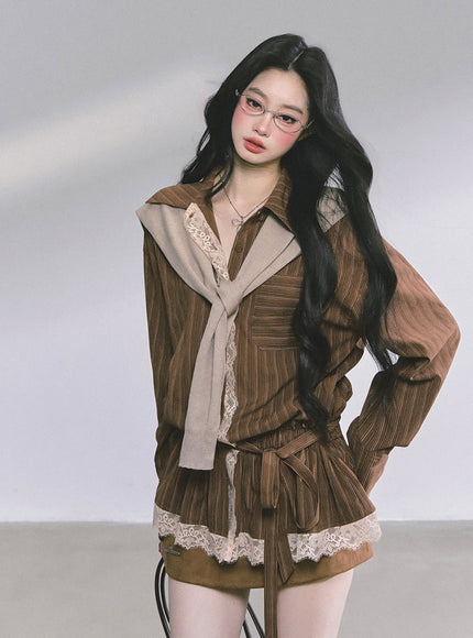 Autumn Layer Shawl Set - Brown