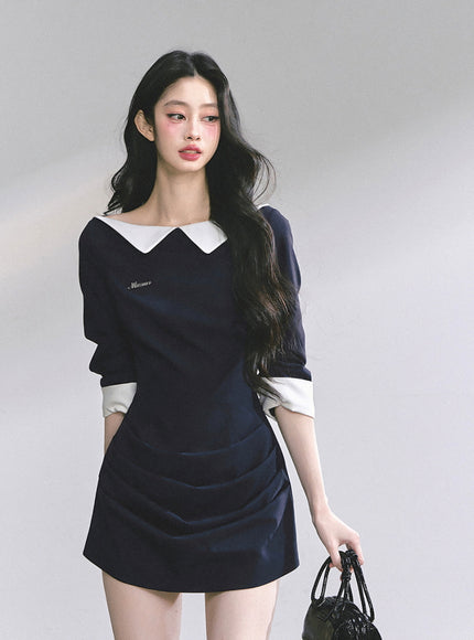 Refined Line Black Mini Dress