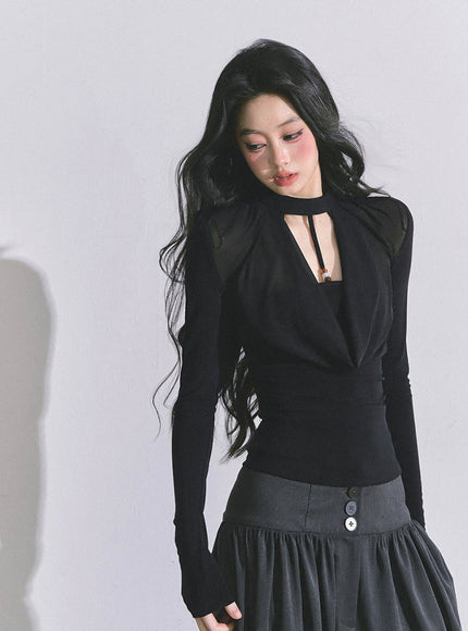 Whisper Drape Top - Black