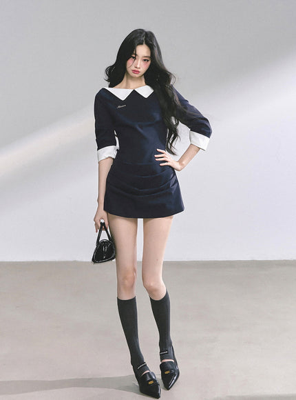 Refined Line Black Mini Dress