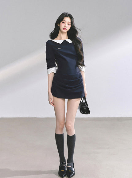 Refined Line Black Mini Dress
