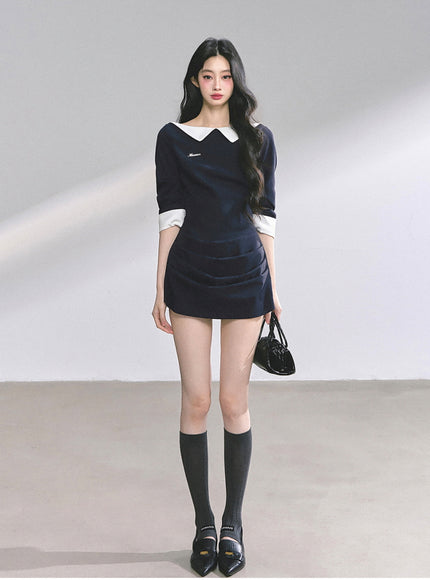 Refined Line Black Mini Dress