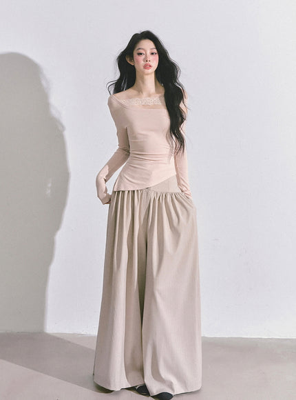 Muse Flow Wide Pants - Beige