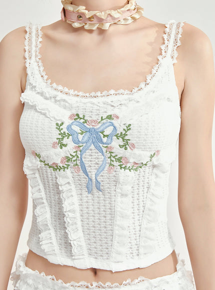 Vintage Bloom Ribbon Set - White