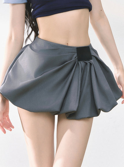 Balloon Pleat Skirt - Gray