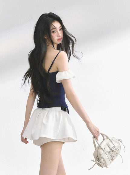 Navy Contrast Panel Top