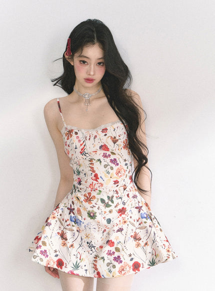 Floral Print Strap Mini Dress