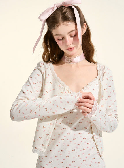 Cherry Blossom Cardigan Dress Set
