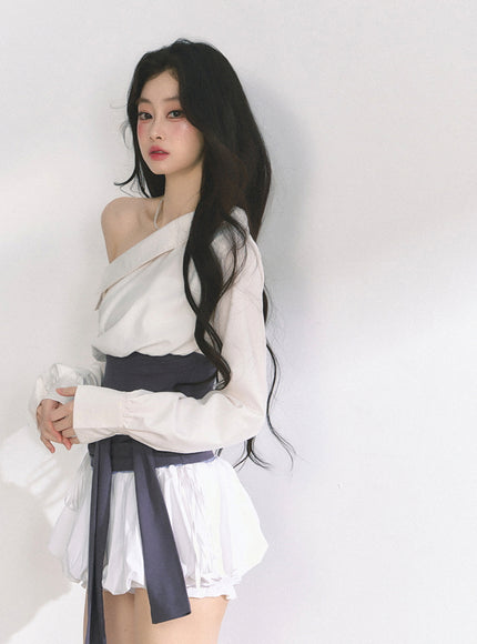 Asymmetry Bow Top - White
