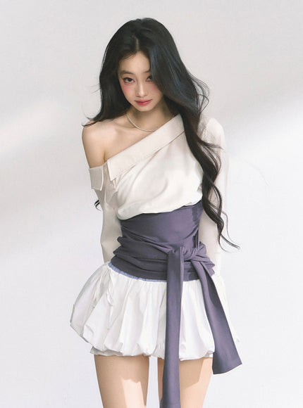 Asymmetry Bow Top - White