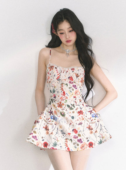 Floral Print Strap Mini Dress