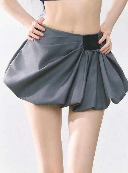 Balloon Pleat Skirt - Gray