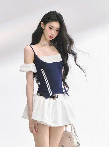 Navy Contrast Panel Top