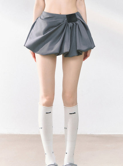 Balloon Pleat Skirt - Gray