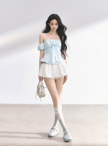 Western Buckle Mini Skirt - White