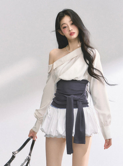 Asymmetry Bow Top - White