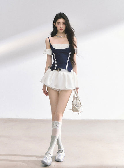Navy Contrast Panel Top