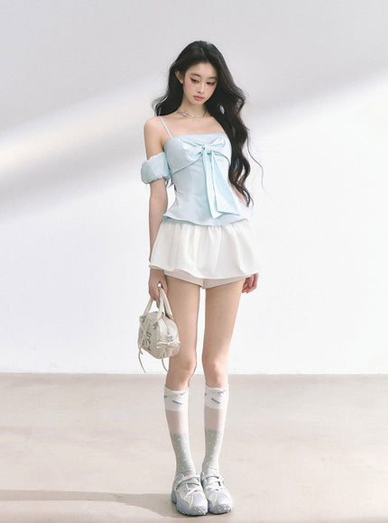 Western Buckle Mini Skirt - White